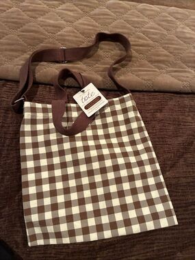 Brown & Cream Checkered Tote Bag
